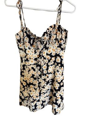 Realisation Par Devon Flower Power Silk Mini Dress Tie Front XS Daisy